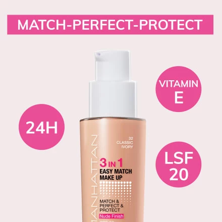 Foundation 3in1 Easy Match Classic Ivory 32, LSF 20, 30 Ml 6 Foundation 3in1 Easy Match Classic Ivory 32, LSF 20, 30 Ml – Bild 4