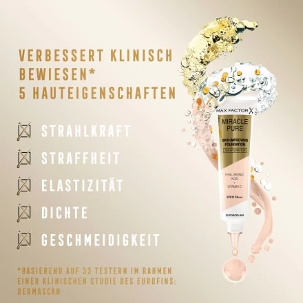 Max Factor Foundation Miracle Pure 40 Light Ivory, LSF 30, 30 Ml 17 Max Factor Foundation Miracle Pure 40 Light Ivory, LSF 30, 30 Ml – Bild 15