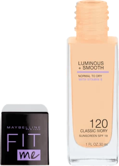 Maybelline New York Foundation Fit Me Liquid, LSF 18, 120 Classic Ivory, 30 Ml
